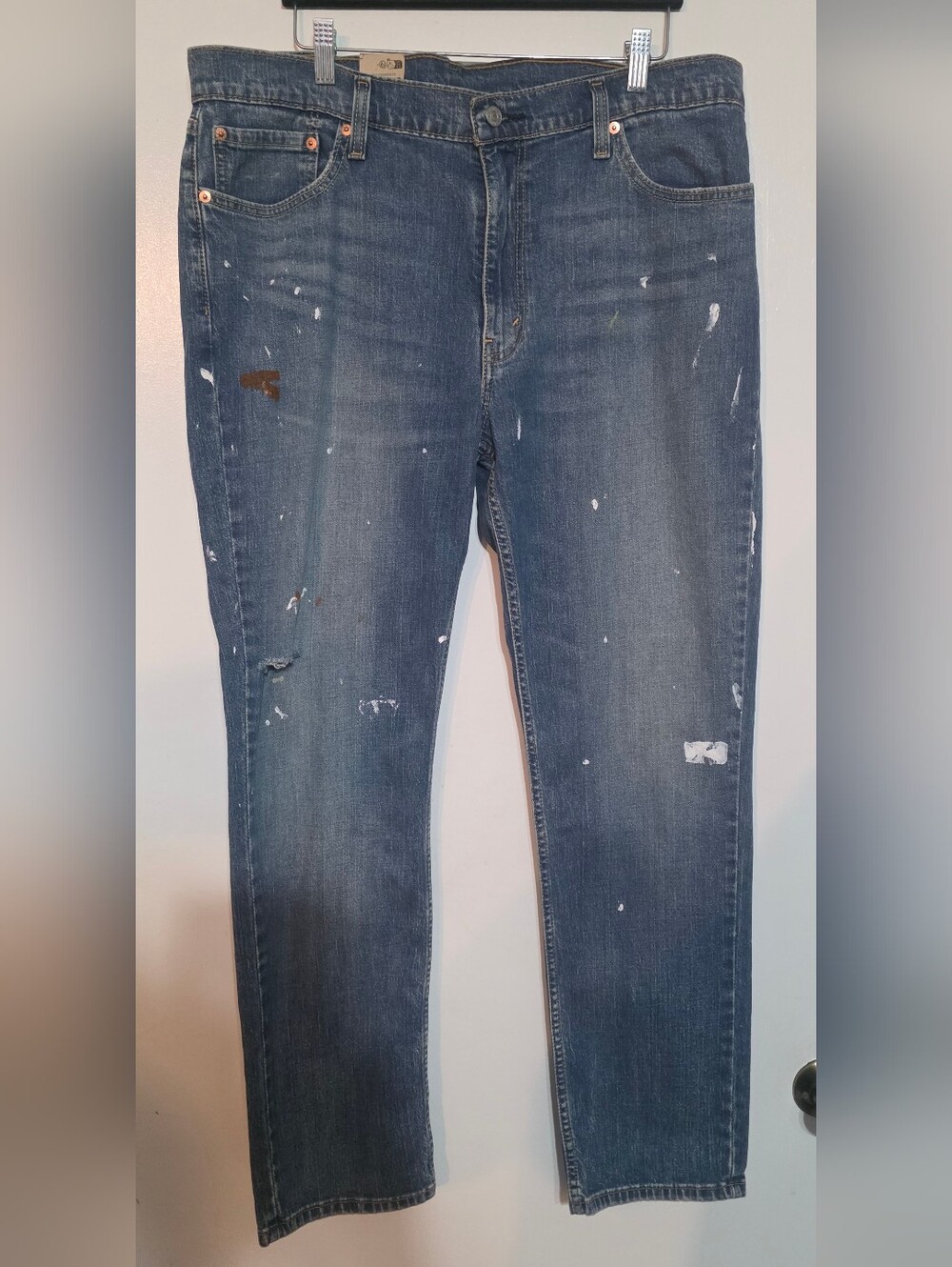 Levis 511 Slim Fit Stretch Jeans Blue Paint Splatter Mens Size 38 X 32 NWT